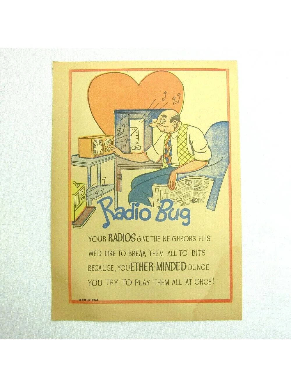 Vintage Vinegar Valentine Radio Bug Penny Dreadful Sarcasm Insult Poem Ephemera